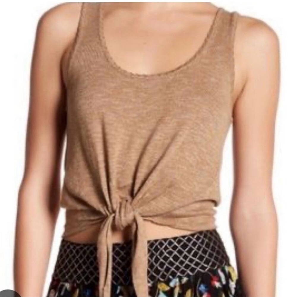 Women's Tan Tie-Front Top